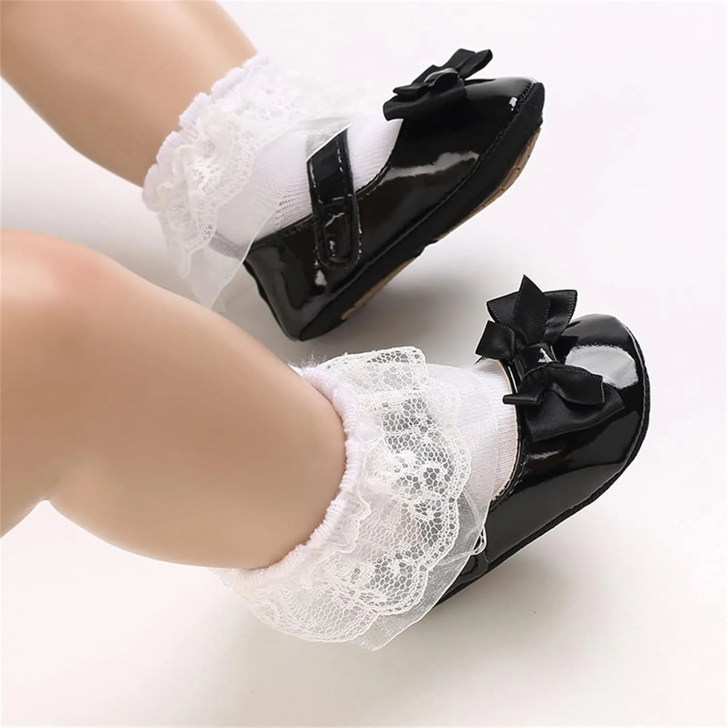 sfdgfhyf Toddler Soft Sole Foot Warmer Spring Summer Children Baby Toddler Girl Princess Shoes Flat Bottom (Black, 5 Infant)