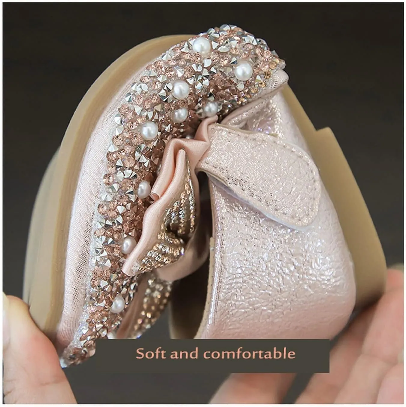 sfdgfhyf Toddler Soft Sole Sneakers Soft Bottom Girls' Shoes With Bow With Sequins Toddler Shoes Colorful Diamond Bow