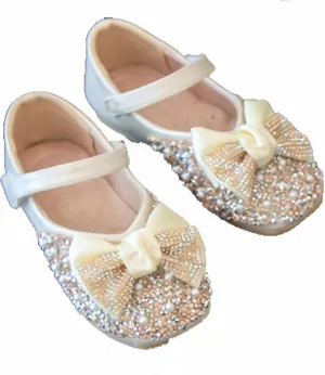 sfdgfhyf Toddler Soft Sole Sneakers Soft Bottom Girls' Shoes With Bow With Sequins Toddler Shoes Colorful Diamond Bow