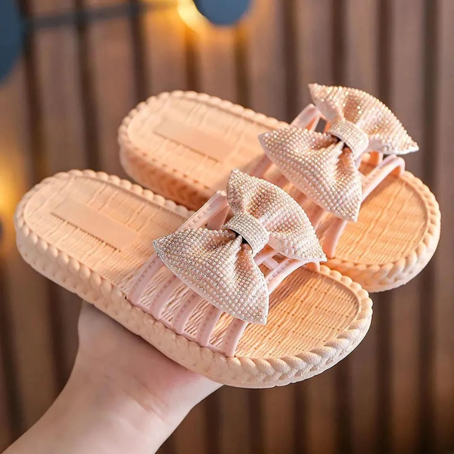 Shoes for Toddler Infant Girls Soild Bowknot Princress Shoes Soft Sole Non Slip First Prewalker Beach Shoes Sandals