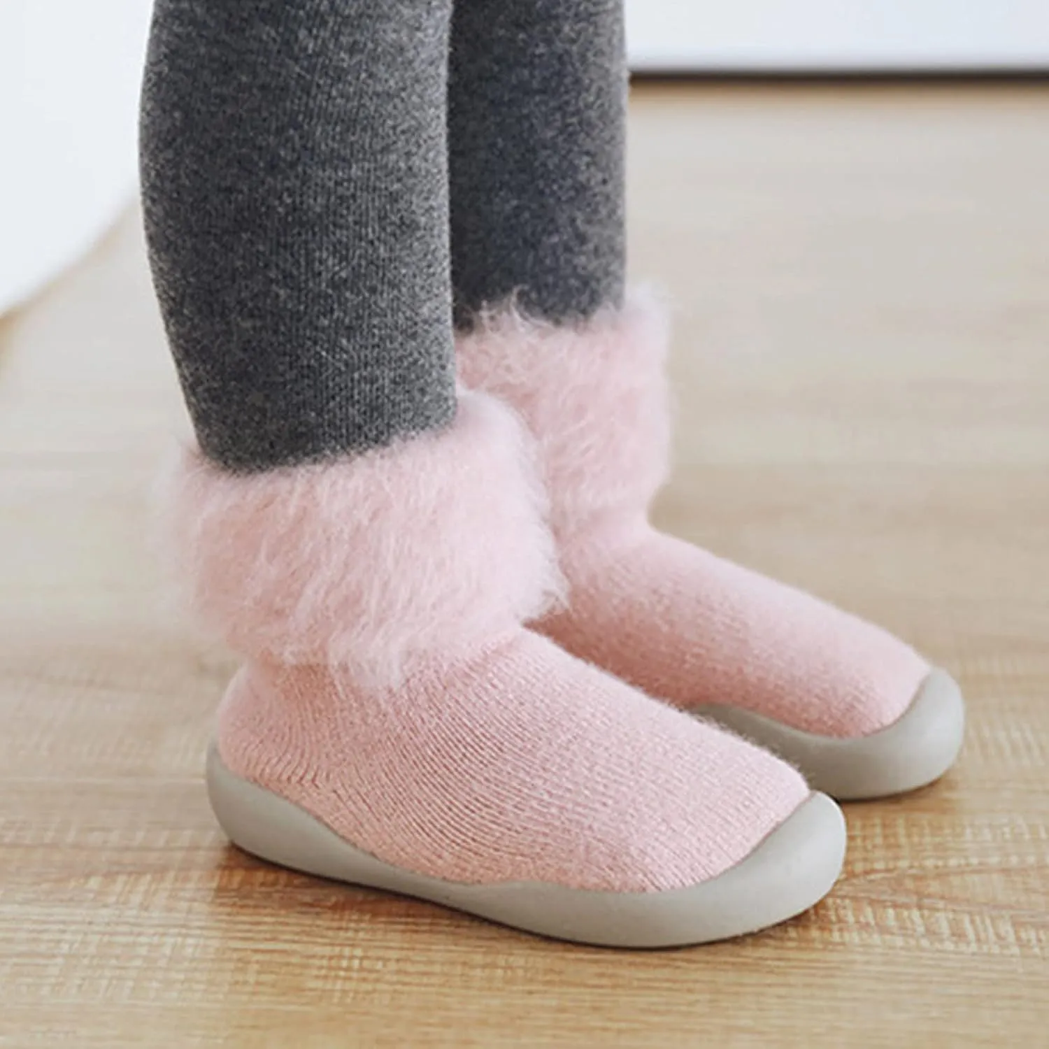 Socks Slipper Baby Girls Kids Solid Knit Stocking Soft Warm Shoes Toddler Boys Sole Rubber Baby 1 Year Old Walking Shoes