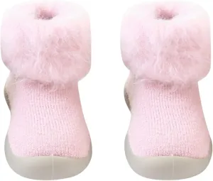 Socks Slipper Baby Girls Kids Solid Knit Stocking Soft Warm Shoes Toddler Boys Sole Rubber Baby 1 Year Old Walking Shoes