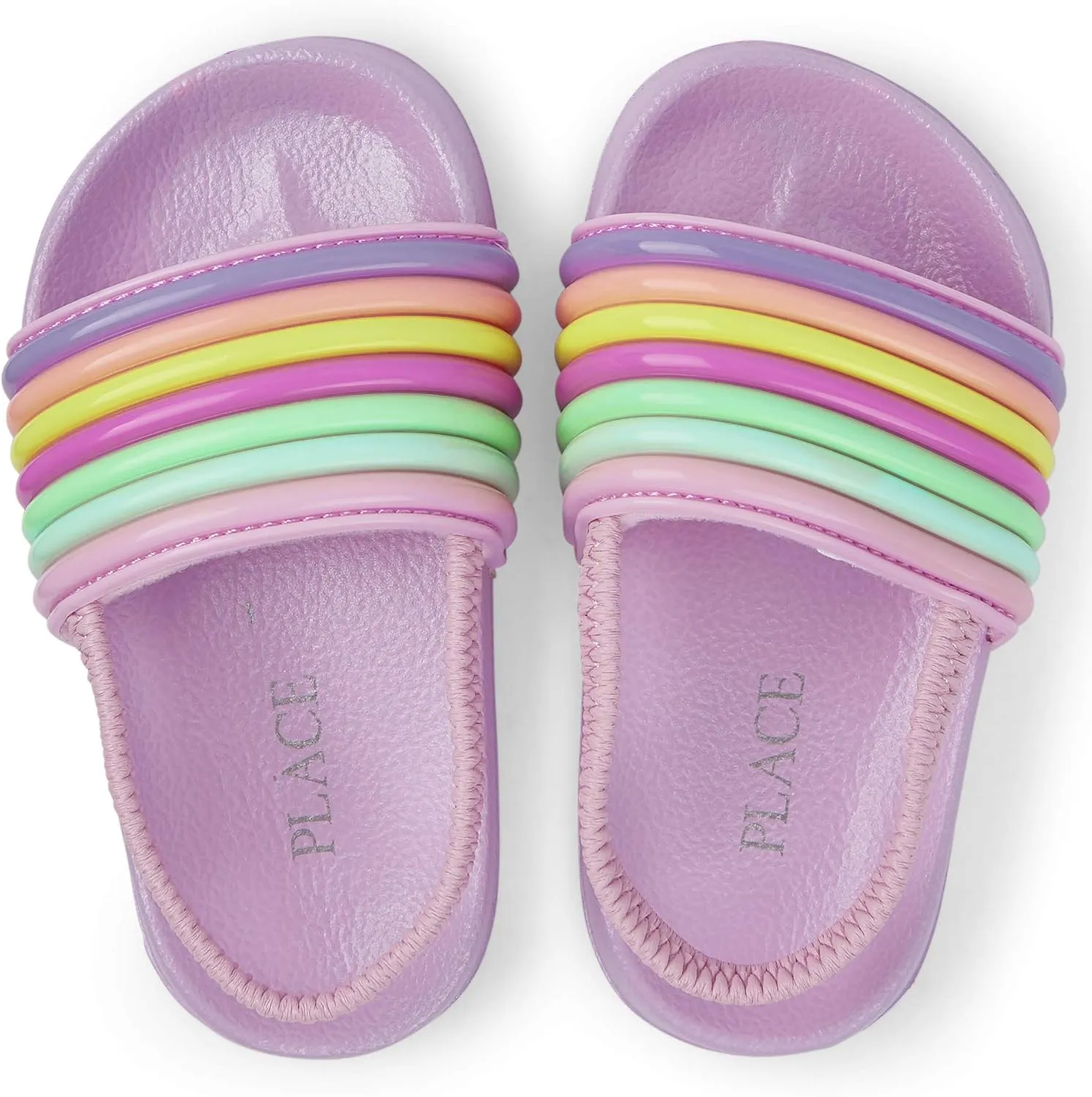 The Children's Place Baby-Girl's Rainbow Stripe Slide Sandals Slipper