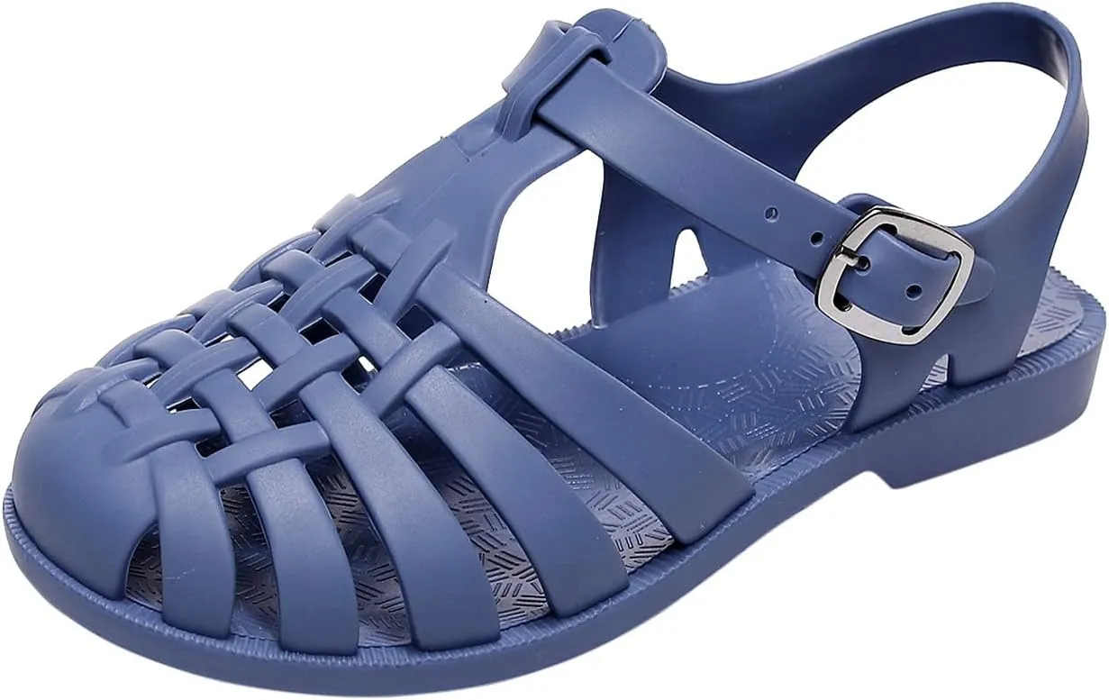 Toddler Baby Boys Girls Slip On Shoes Cute Candy Hollow Out Sandals Shoes Non-slip Soft Sole Beach Flats Sandals S-013 Blue 8