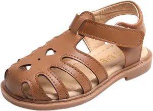 Toddler Baby Girls Sandals Slip On Falts Shoes Cute Weave Hollow Out Non-slip Soft Sole Beach Sandal SHoe Comfort K-756 Brown 10