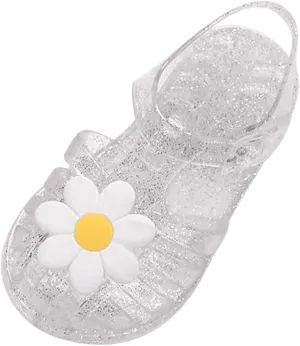 Toddler Baby Girls Shoes Slip On Cute Fruit Jelly Colors Hollow Out Non-Slip Soft Sole Beach Sandals Comfy Shoes H-785 White 10