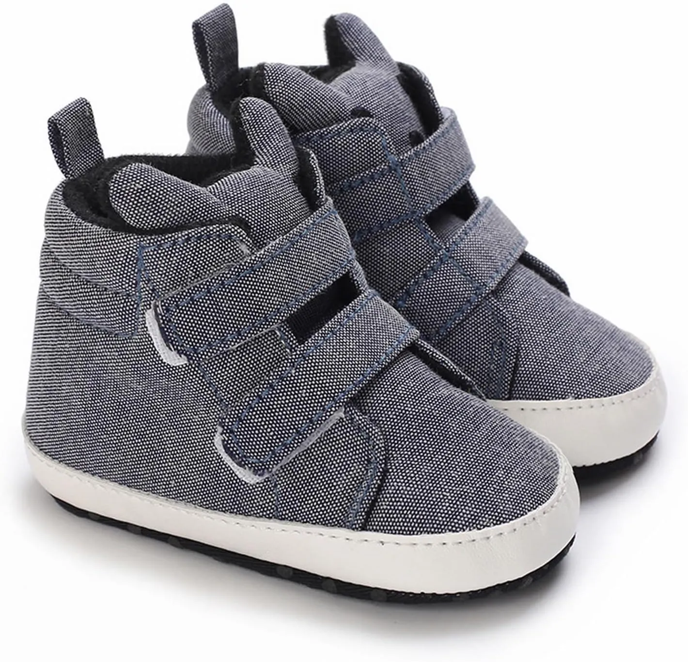 Toddler Baby High Tops Ankle Sneakers Boys Girls Soft Anti Slip Plat Sole Cotton Boots Hook Loop Walking Shoes