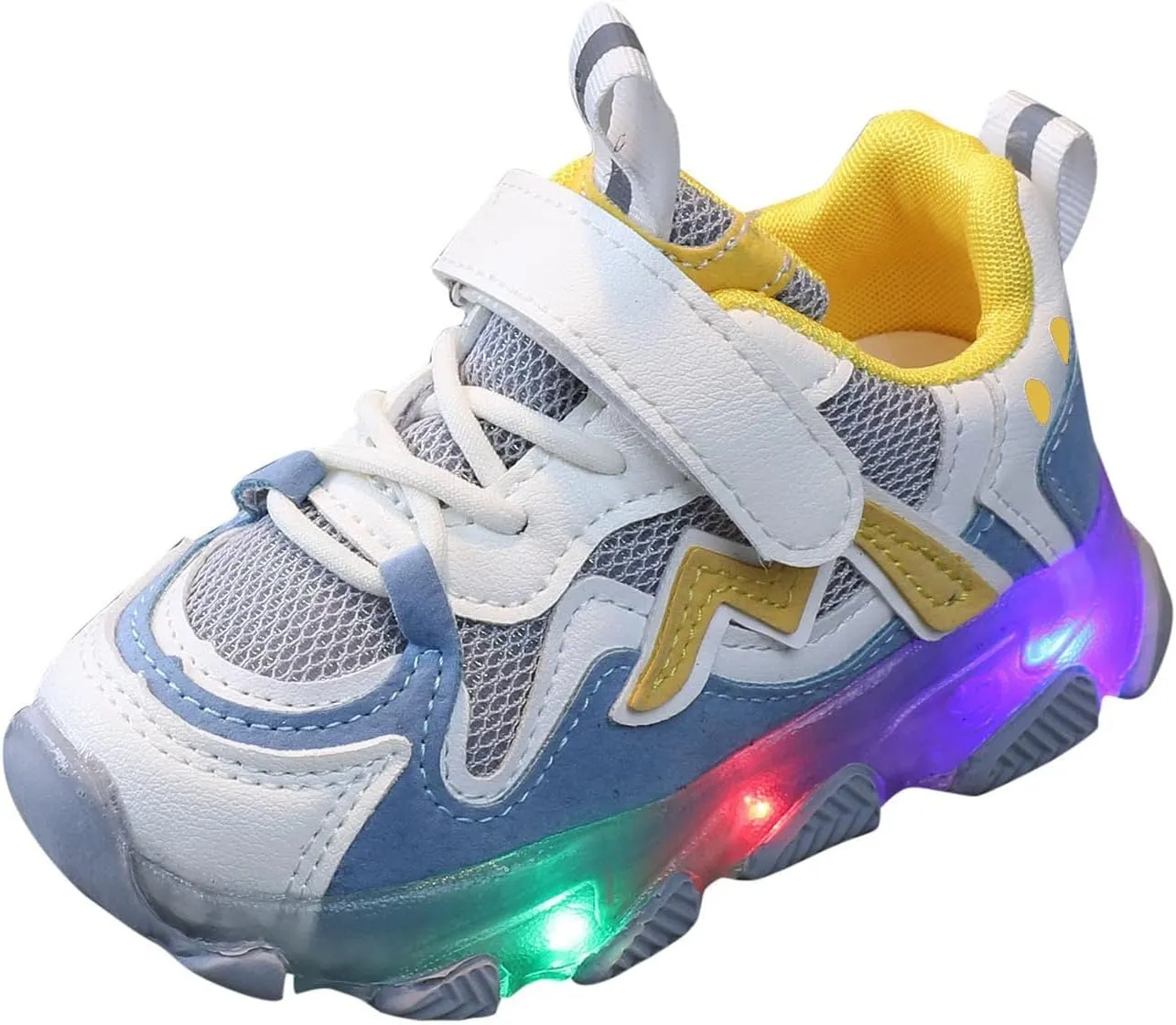 Toddler Boys Girls Light Up Hook Loop Sneaker Baby Mesh Breathable Soft Soled Non Slip Shoes Fashion Casual Shoes