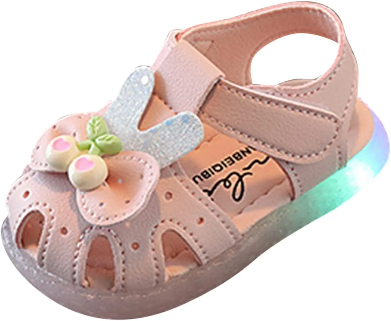 Toddler Boys Girls Light Up Sandals Baby Open Toe Soft Sole Ankle Strap Flower Comfortable Dress Rome Shoes