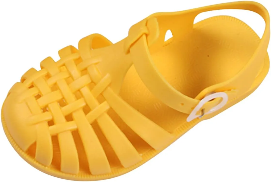 Toddler Boys Girls Sandals Shoes Baby Kids Children Cute Candy Slip On Hollow Out Non-Slip Soft Sole Beach Shoes P-171 Yellow 10