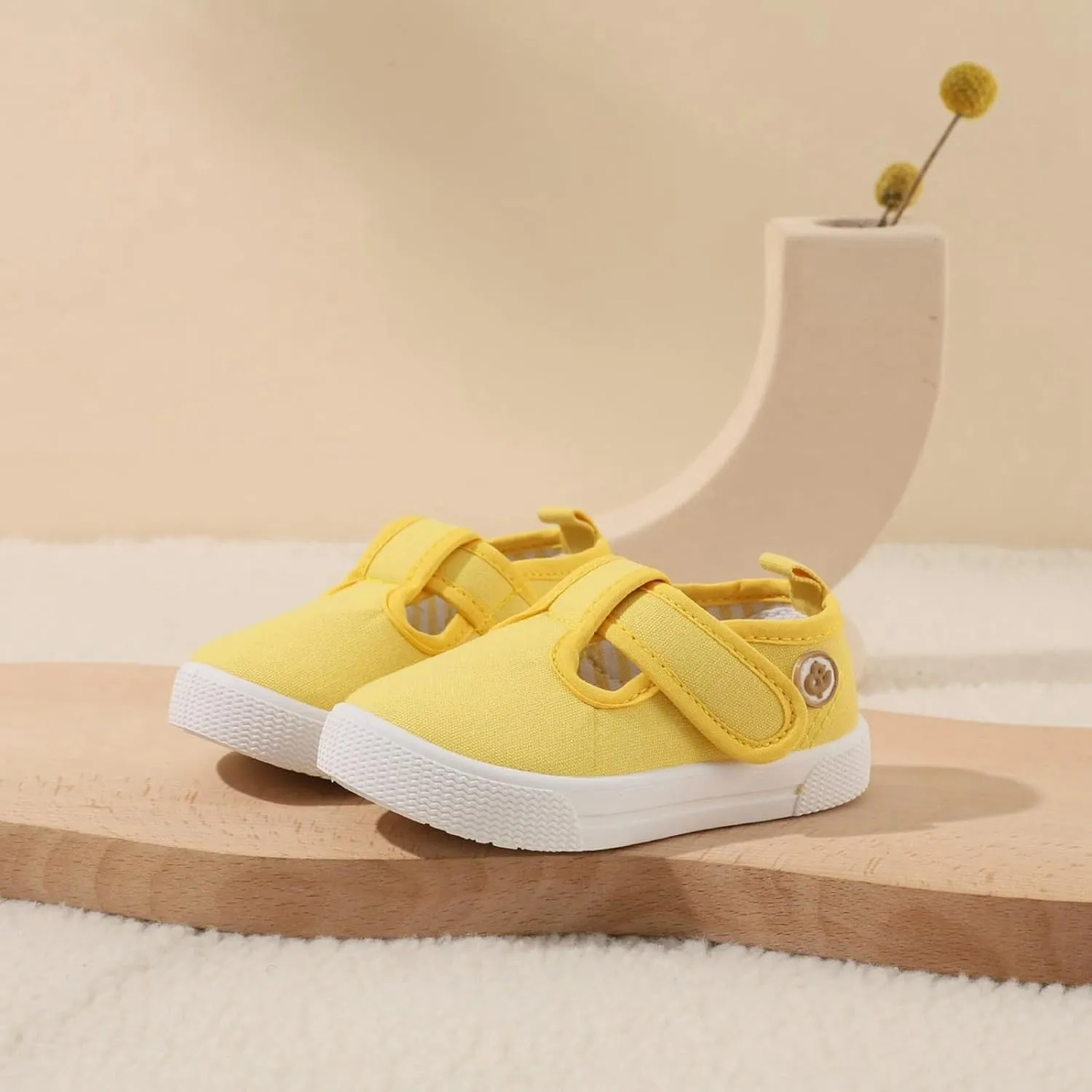 Toddler Boys Girls T-Strap Canvas Sneakers Classical Comfort Soft Sole Flats Sneakers Little Kid Non Skid School Uniform Shoe