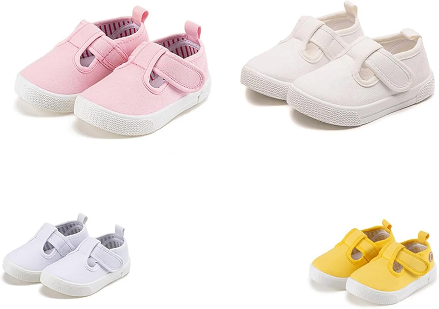 Toddler Boys Girls T-Strap Canvas Sneakers Classical Comfort Soft Sole Flats Sneakers Little Kid Non Skid School Uniform Shoe