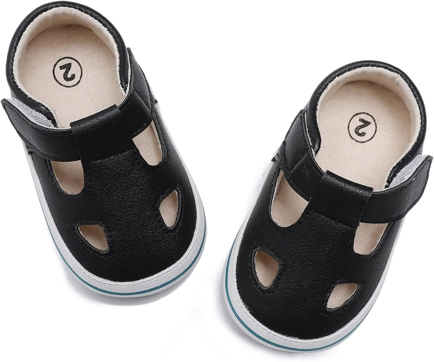 Toddler Canvas Cute Pattern Ankle Sandals Flat Leather Non Slip Hook Loop First Walking Shoes Baby Girls Summer Casual
