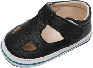 Toddler Canvas Cute Pattern Ankle Sandals Flat Leather Non Slip Hook Loop First Walking Shoes Baby Girls Summer Casual