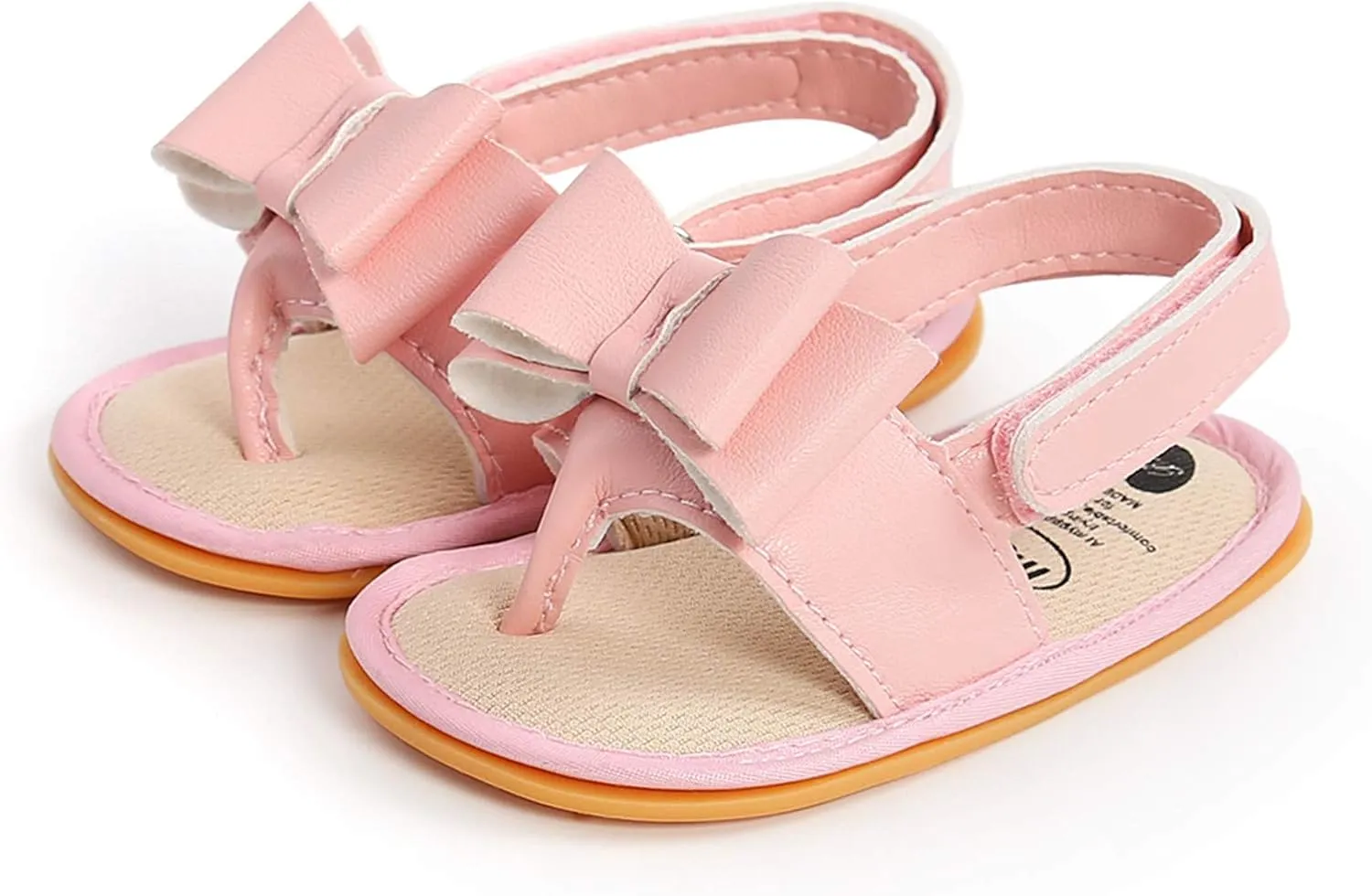 Toddler Comfortable Shoes Rubber Bow Shoes Walking Soft Flat Non-Slip Sole Baby Sandals Boys Girls Summer Baby