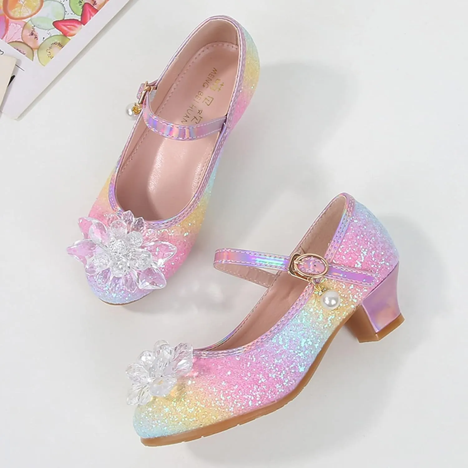 Toddler Girls Shoes Fashion Flat Princess Shoes Bowknot Pearl Children Soft Sole Small Leather Shoes for Big Girls (Pink, 1.5 Big Kids)