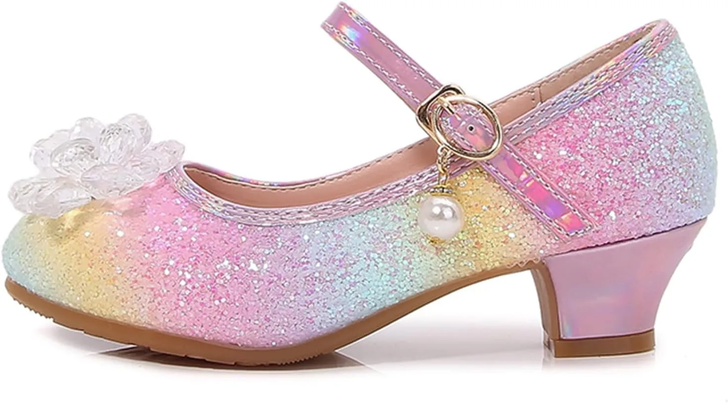 Toddler Girls Shoes Fashion Flat Princess Shoes Bowknot Pearl Children Soft Sole Small Leather Shoes for Big Girls (Pink, 1.5 Big Kids)