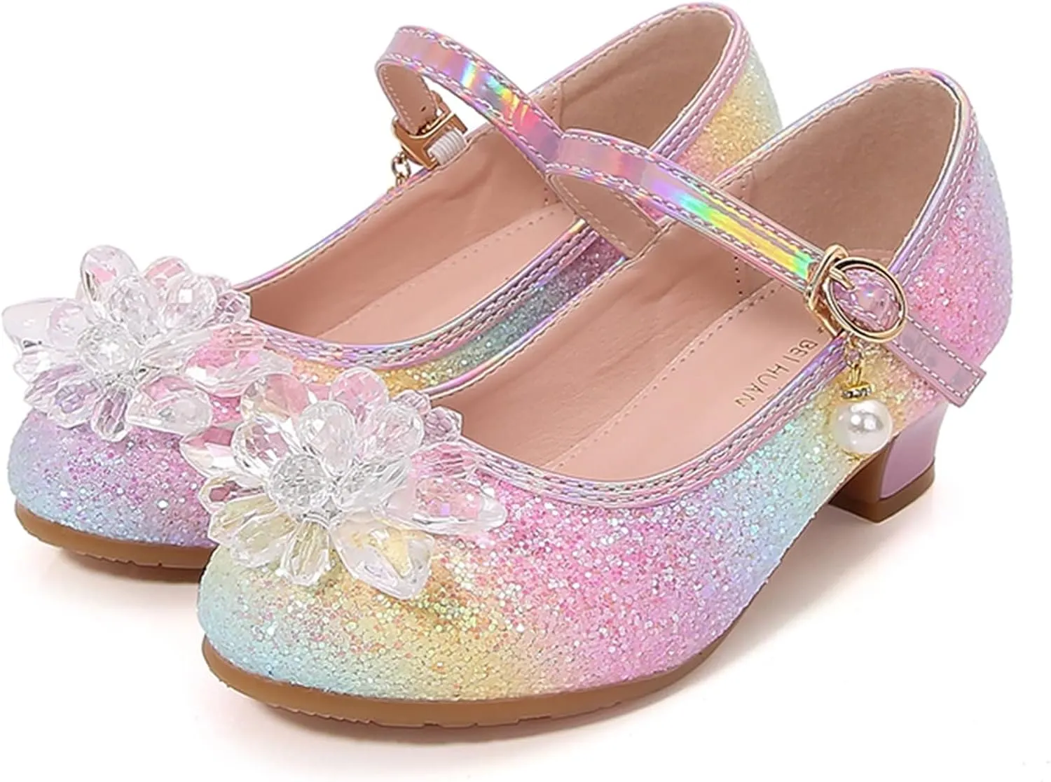 Toddler Girls Shoes Fashion Flat Princess Shoes Bowknot Pearl Children Soft Sole Small Leather Shoes for Big Girls (Pink, 1.5 Big Kids)