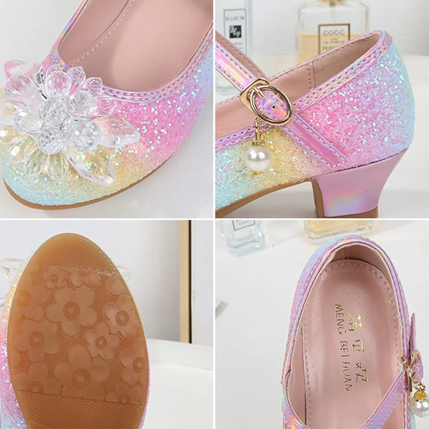 Toddler Girls Shoes Fashion Flat Princess Shoes Bowknot Pearl Children Soft Sole Small Leather Shoes for Big Girls (Pink, 1.5 Big Kids)