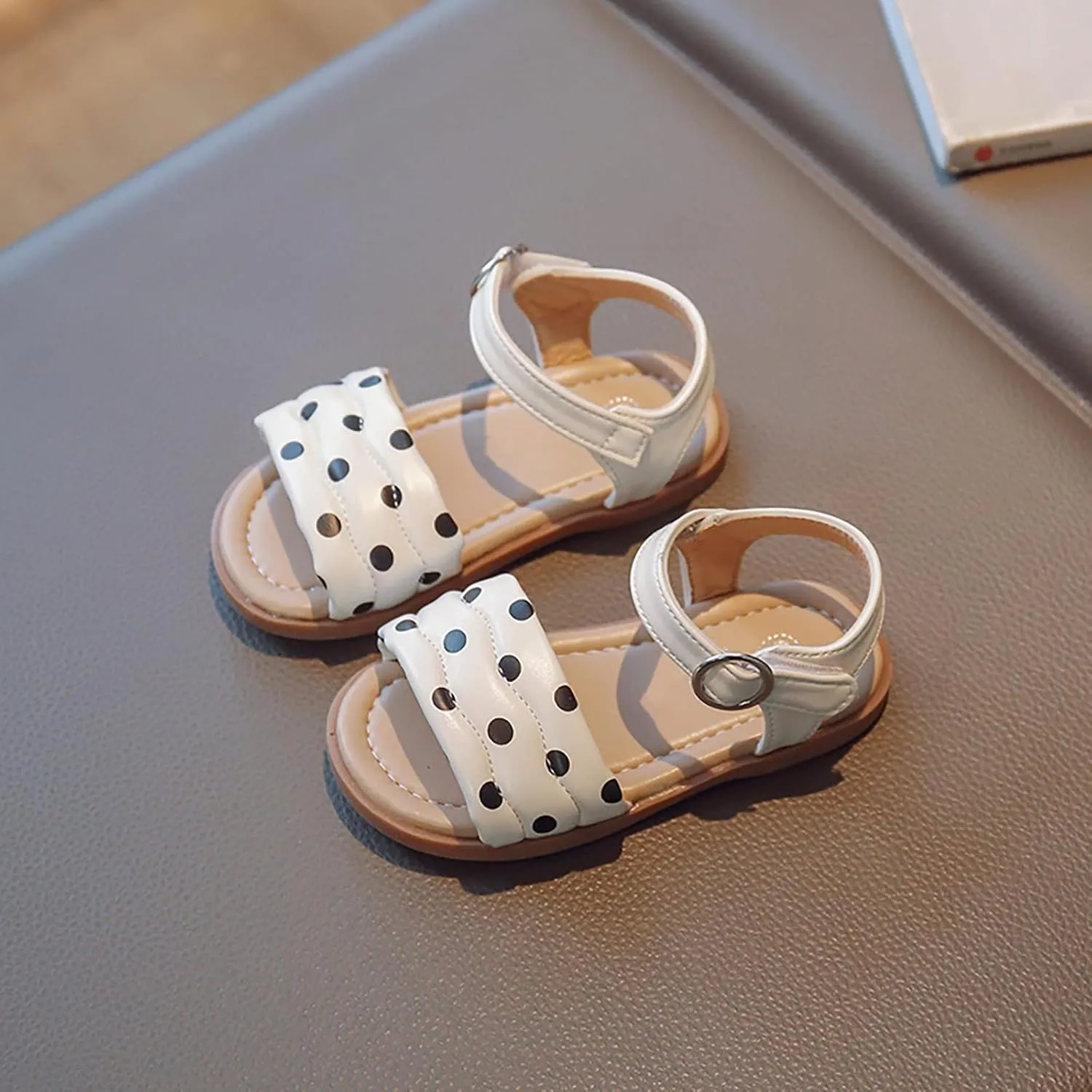 Toddler Kid Girl Casual Hook & Loop Buckle Sandal Solid Bow Rubber Soft Sole Birthday Party Beach Flat Shoes
