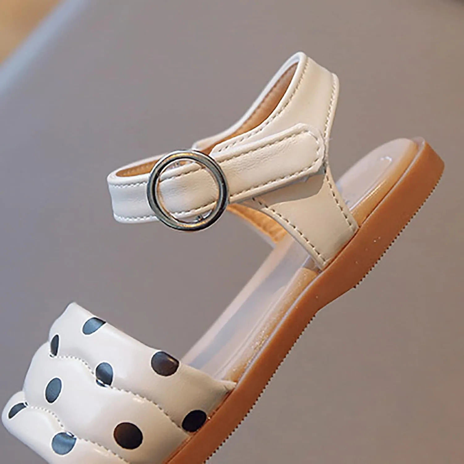 Toddler Kid Girl Casual Hook & Loop Buckle Sandal Solid Bow Rubber Soft Sole Birthday Party Beach Flat Shoes