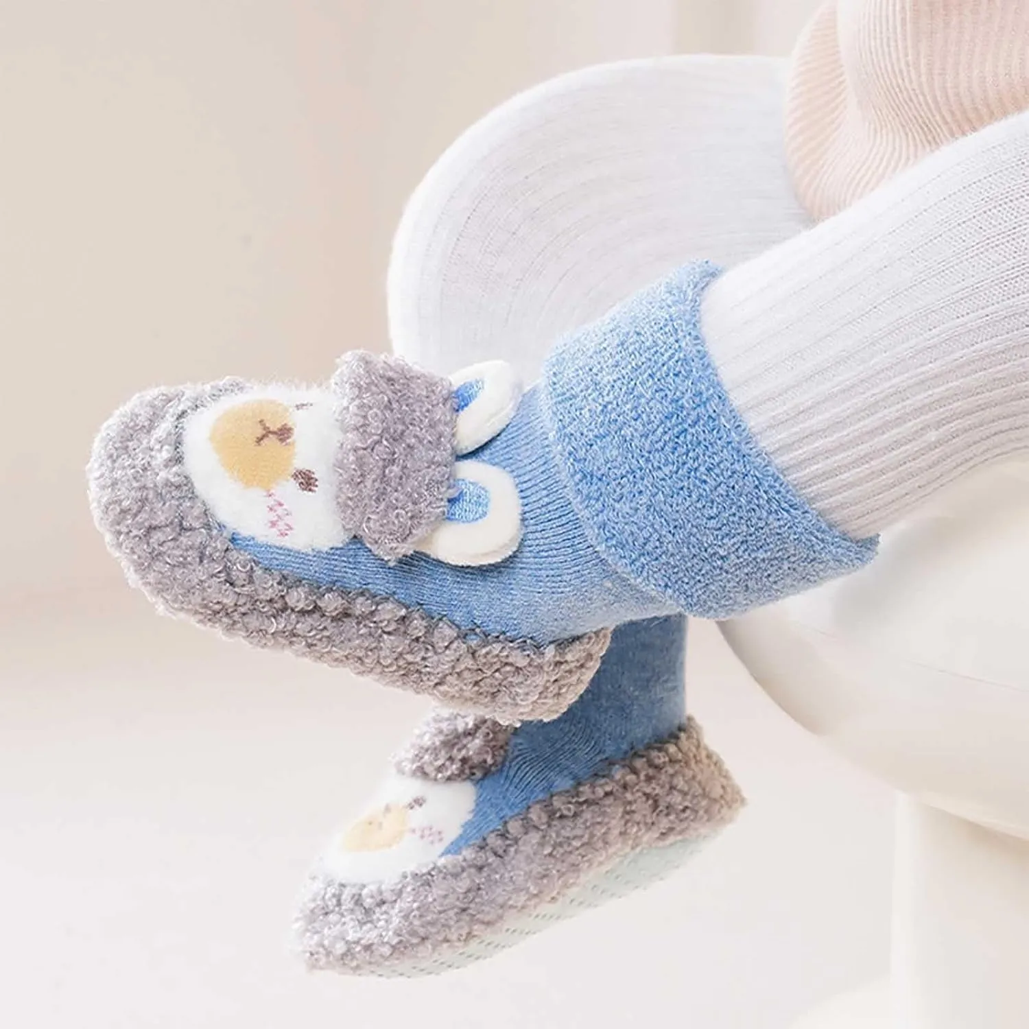 Toddler Kids Baby Boys Girls Warm First Walk Shoes Soft Sole Shoes Socks Cartoon Non-Slip Baby Floor Socks