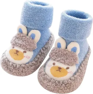 Toddler Kids Baby Boys Girls Warm First Walk Shoes Soft Sole Shoes Socks Cartoon Non-Slip Baby Floor Socks