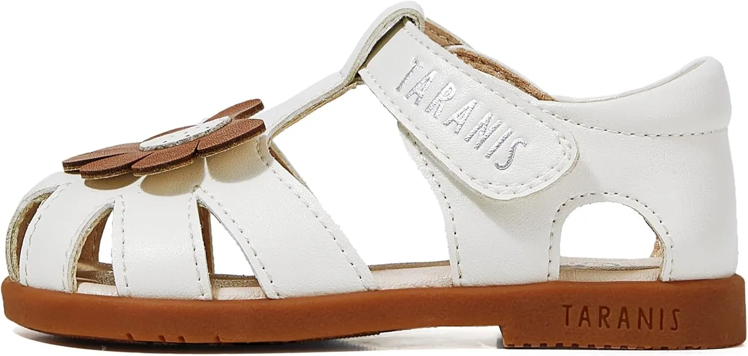 Toddler Sandals Girl White Shoes Closed Toe Leather Sandals For Kids