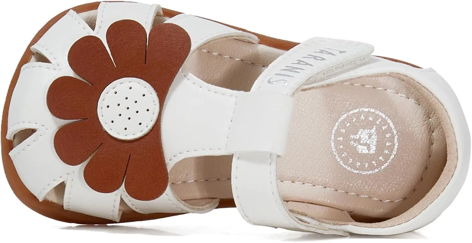Toddler Sandals Girl White Shoes Closed Toe Leather Sandals For Kids