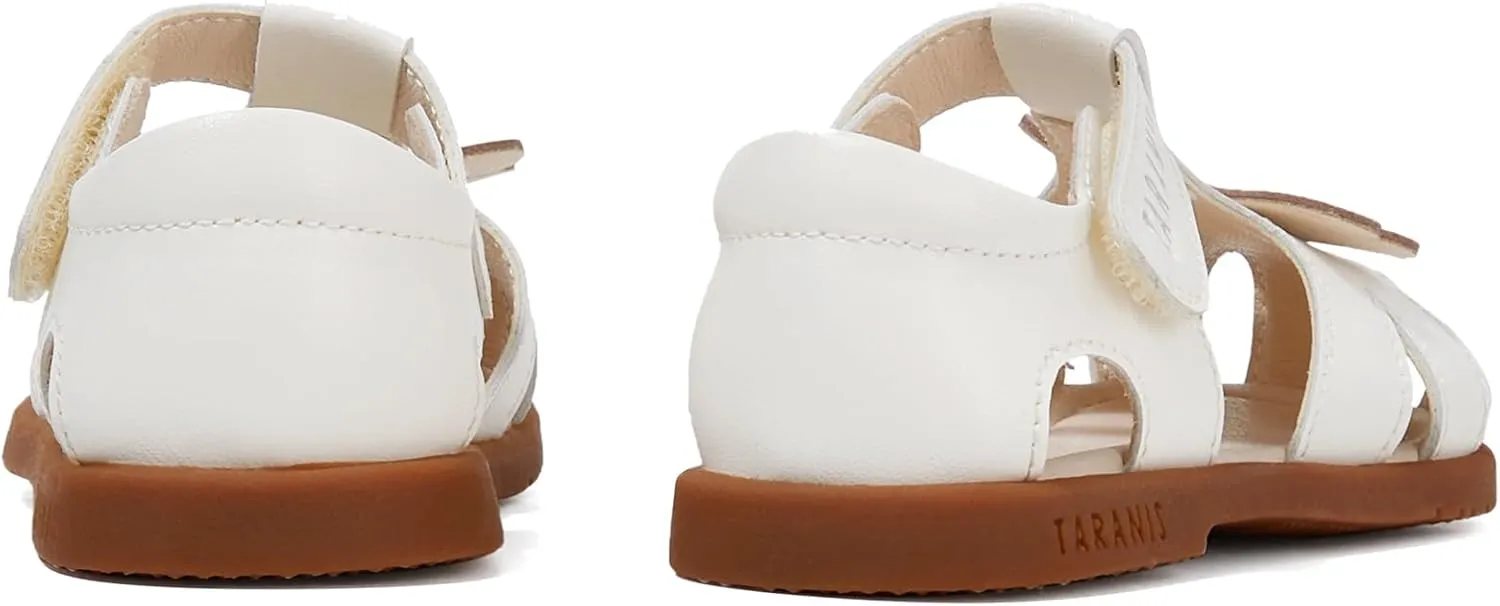 Toddler Sandals Girl White Shoes Closed Toe Leather Sandals For Kids