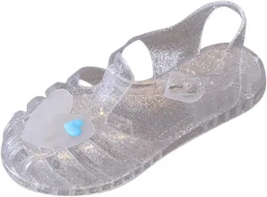 Toddler sandals Shoes Baby Girls Cute Crown Jelly Colors Clip On SHoe Hollow Out Non-slip Soft Sole Beach Sandals Z-619 White 12