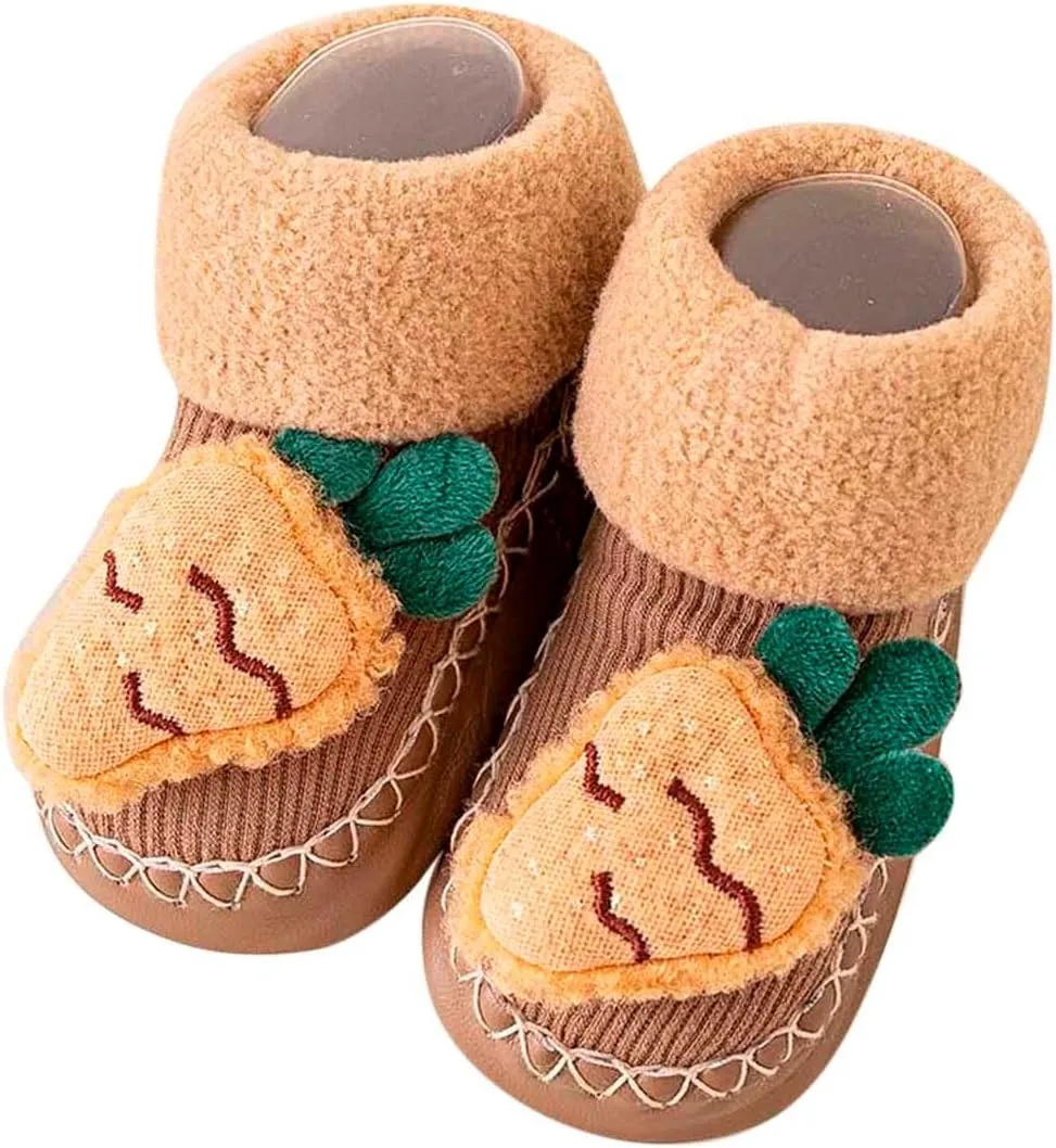 Toddler Shoes Size 3 Girls Autumn and Winter Comfortable Baby Toddler Shoes Cute Cartoon Pattern Rabbit Bear Carrot Children Cotton Warm Breathable Floor Breathable Baby Shoe
