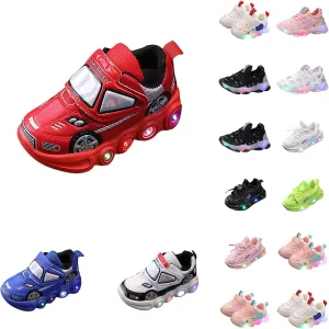 Toddler Sneakers Kids Light Up Canvas Shoes Girls Boys Outdoor Casual Sneaker with Patterns Toddler Shoes Light Up (A4-White, 9.5 Little Child)