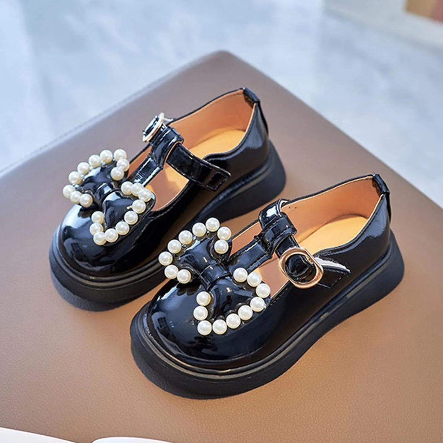 Toddler Summer Sandals Kids Girls Dress Shoes Pearl Bow Shoes Summer Outdoor Soft Rubber Sole Baby Flip Flops