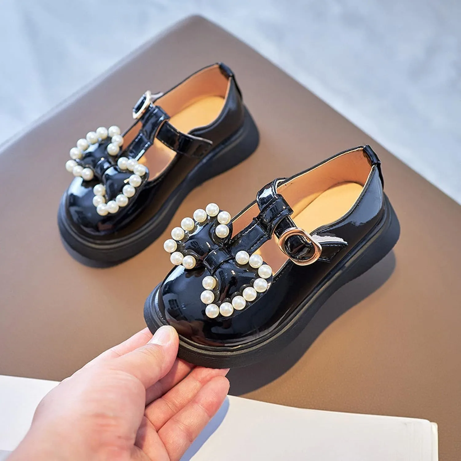 Toddler Summer Sandals Kids Girls Dress Shoes Pearl Bow Shoes Summer Outdoor Soft Rubber Sole Baby Flip Flops