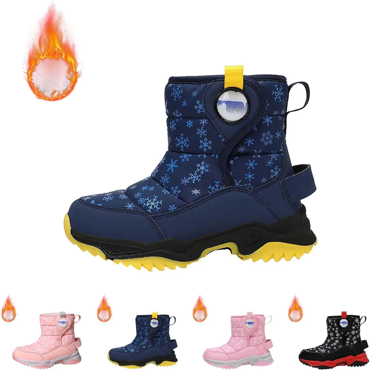 Unisex Boys Girls High-Top Snow Boots Kids Winter Warm Faux  Lined Outdoor Sport Shoes Non Slip Kids Holly Boots