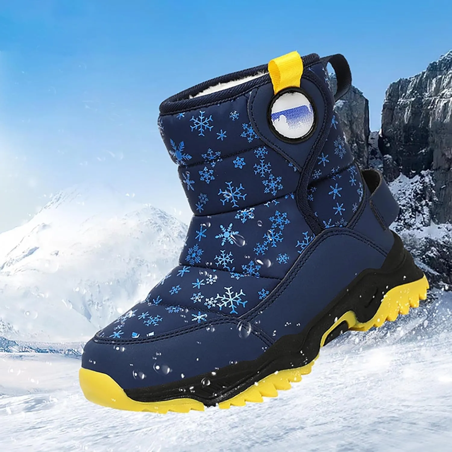 Unisex Boys Girls High-Top Snow Boots Kids Winter Warm Faux  Lined Outdoor Sport Shoes Non Slip Kids Holly Boots