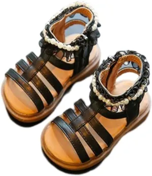 Unisex-Child and Toddler Baby Girls Shoes Anti Slip Soft Sole Casual Sandals Princess Summer (Black, 11.5 Little Child)