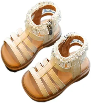 Unisex-Child and Toddler Baby Girls Shoes Anti Slip Soft Sole Casual Sandals Princess Summer (White, 11.5 Little Child)