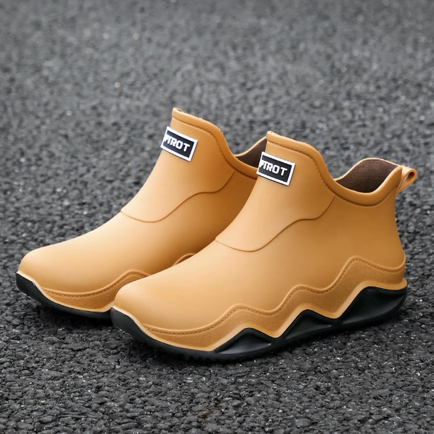 Womens Rain Boots Wide Width Slip On Barefoot Shoes Mens Rain Boots Non-Slip Rubber Waterproof Fishing Shoes